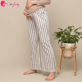 Maternity Pants – Stripe Brown